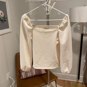 NWT Madewell crepe square-neck puff-sleeve top, size XXS